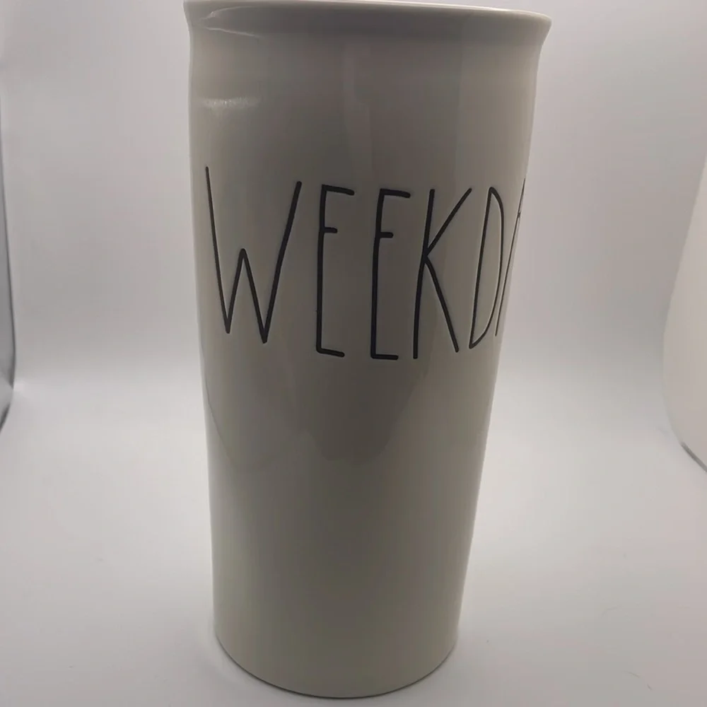 Rae Dunn - Weekday - Long Porcelain container/vase